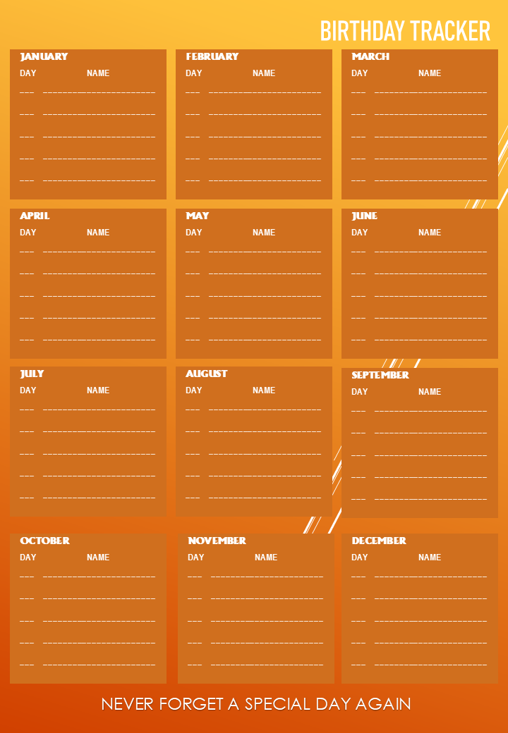 BIRTHDAY TRACKER (ORANGE)