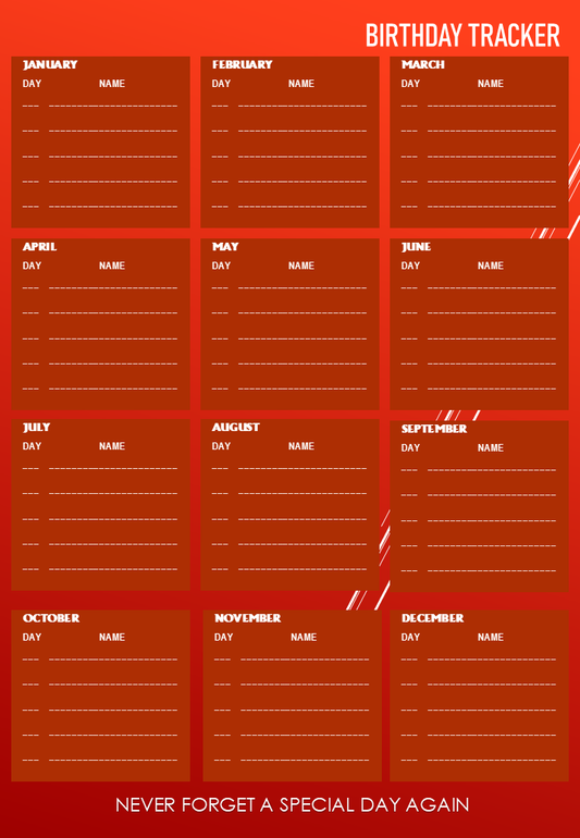 BIRTHDAY TRACKER (RED)
